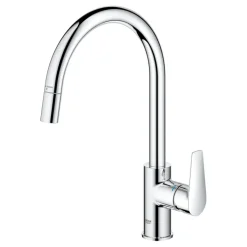 Grohe Keukenmengkraan Start Edge Hoge Uitloop Uittrekbare Mousseur Chroom