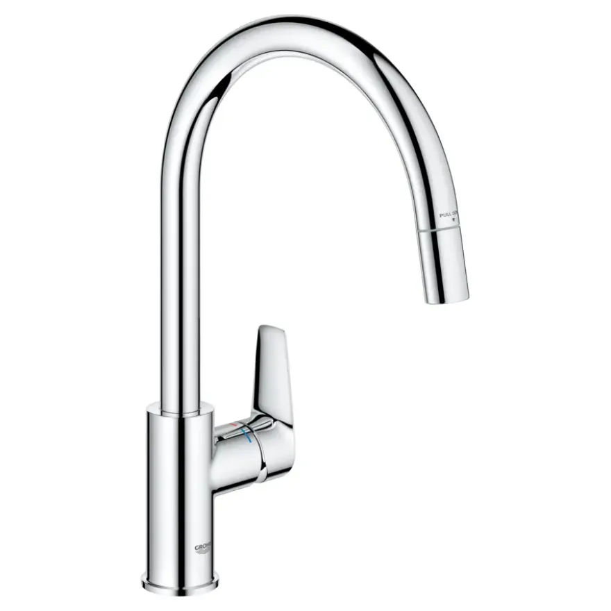 Grohe Keukenmengkraan Start Edge Hoge Uitloop Uittrekbare Mousseur Chroom