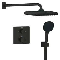 Grohe Precision Thermostat Perfect inbouw douchesysteem met Vitalio Comfort 250 hoofddouche vierkant Mat Zwart