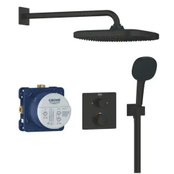 Grohe Precision Thermostat Perfect inbouw douchesysteem met Vitalio Comfort 250 hoofddouche vierkant Mat Zwart