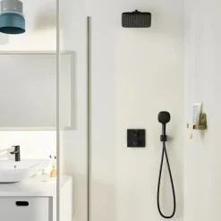 Grohe Precision Thermostat Perfect inbouw douchesysteem met Vitalio Comfort 250 hoofddouche vierkant Mat Zwart