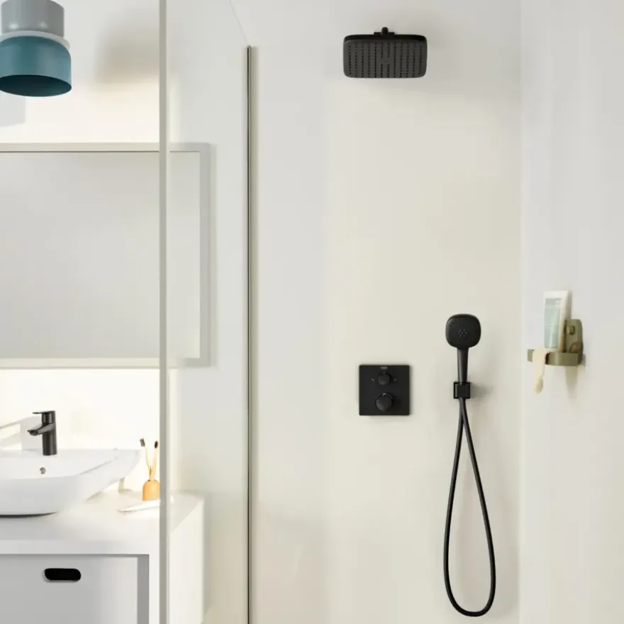 Grohe Precision Thermostat Perfect inbouw douchesysteem met Vitalio Comfort 250 hoofddouche vierkant Mat Zwart