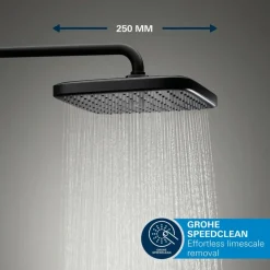 Grohe Precision Thermostat Perfect inbouw douchesysteem met Vitalio Comfort 250 hoofddouche vierkant Mat Zwart