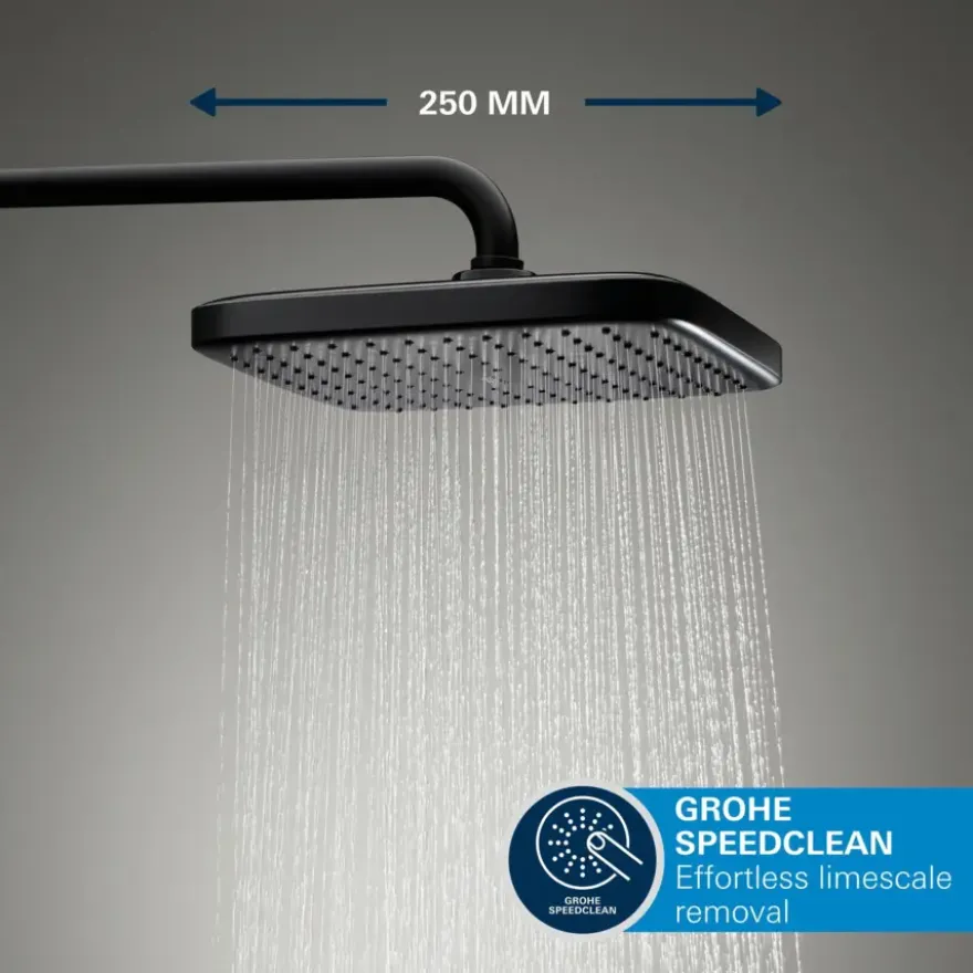 Grohe Precision Thermostat Perfect inbouw douchesysteem met Vitalio Comfort 250 hoofddouche vierkant Mat Zwart