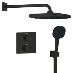 Grohe Precision Thermostat Perfect inbouw douchesysteem met Vitalio Comfort 250 hoofddouche vierkant Mat Zwart