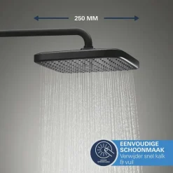 Grohe Precision Thermostat Perfect inbouw douchesysteem met Vitalio Comfort 250 hoofddouche vierkant Mat Zwart