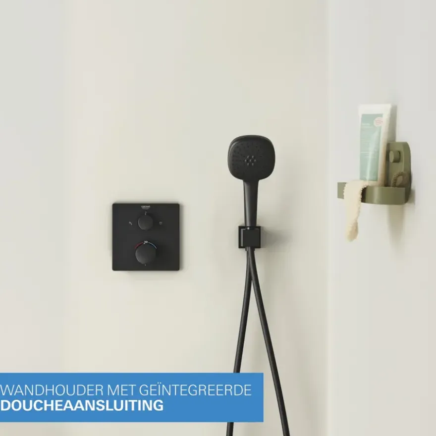Grohe Precision Thermostat Perfect inbouw douchesysteem met Vitalio Comfort 250 hoofddouche vierkant Mat Zwart