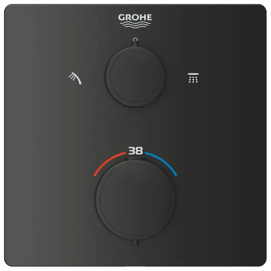 Grohe Precision Thermostat Perfect inbouw douchesysteem met Vitalio Comfort 250 hoofddouche vierkant Mat Zwart