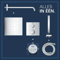 Grohe Precision Thermostat Perfect inbouw douchesysteem met Vitalio Rain Mono 310 hoofddouche vierkant Chroom