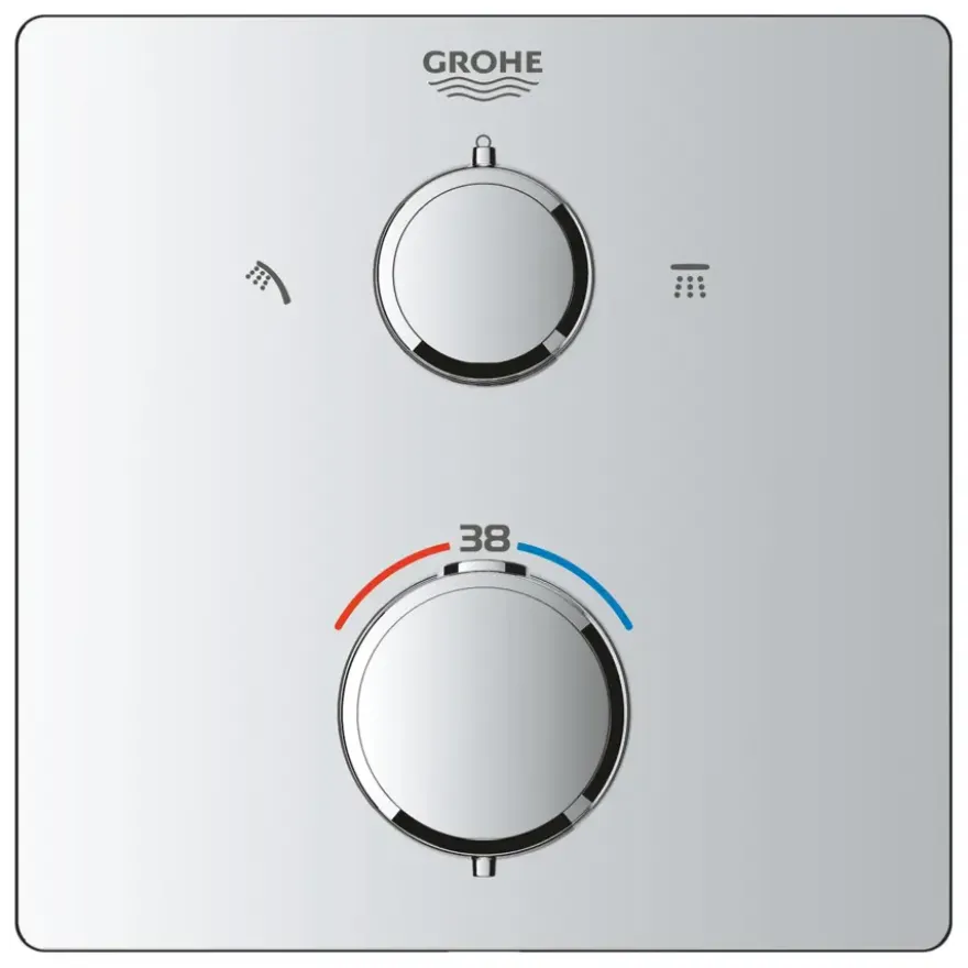 Grohe Precision Thermostat Perfect inbouw douchesysteem met Vitalio Rain Mono 310 hoofddouche vierkant Chroom