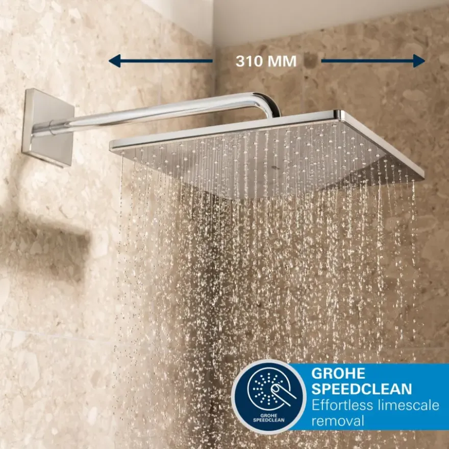 Grohe Precision Thermostat Perfect inbouw douchesysteem met Vitalio Rain Mono 310 hoofddouche vierkant Chroom