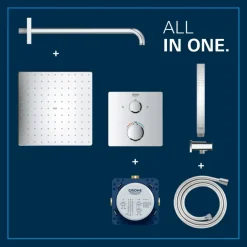 Grohe Precision Thermostat Perfect inbouw douchesysteem met Vitalio Rain Mono 310 hoofddouche vierkant Chroom