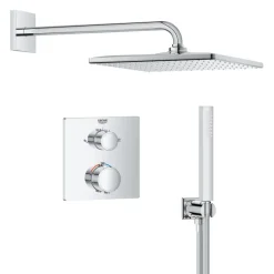 Grohe Precision Thermostat Perfect inbouw douchesysteem met Vitalio Rain Mono 310 hoofddouche vierkant Chroom
