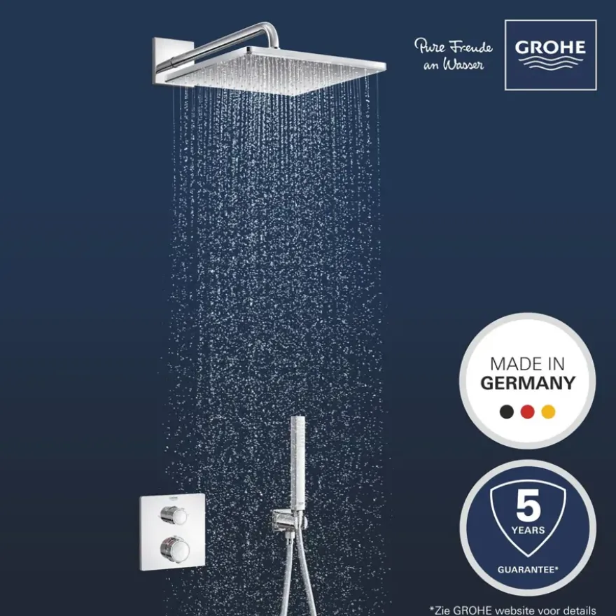Grohe Precision Thermostat Perfect inbouw douchesysteem met Vitalio Rain Mono 310 hoofddouche vierkant Chroom