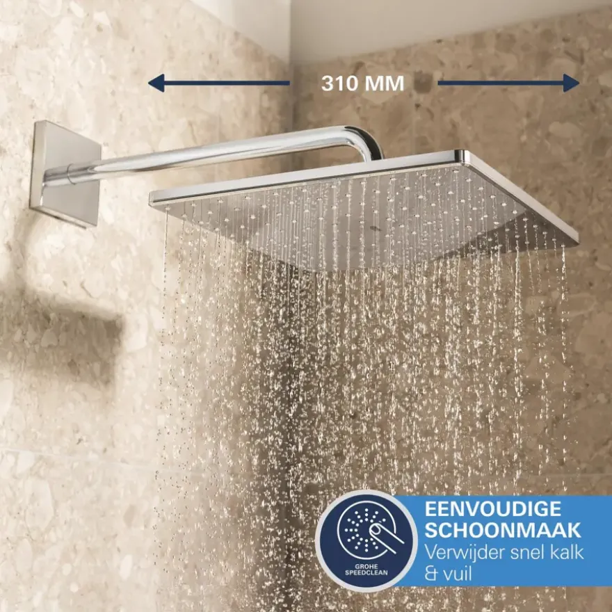 Grohe Precision Thermostat Perfect inbouw douchesysteem met Vitalio Rain Mono 310 hoofddouche vierkant Chroom