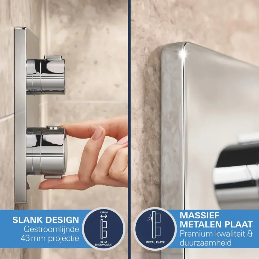 Grohe Precision Thermostat Perfect inbouw douchesysteem met Vitalio Rain Mono 310 hoofddouche vierkant Chroom