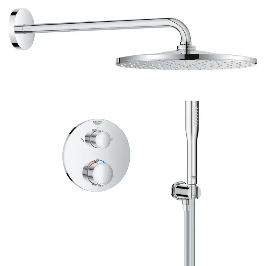Grohe Precision Thermostat Perfect inbouw douchesysteem met Vitalio Rain Mono 310 hoofddouche rond Chroom