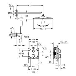 Grohe Precision Thermostat Perfect inbouw douchesysteem met Vitalio Rain Mono 310 hoofddouche rond Chroom
