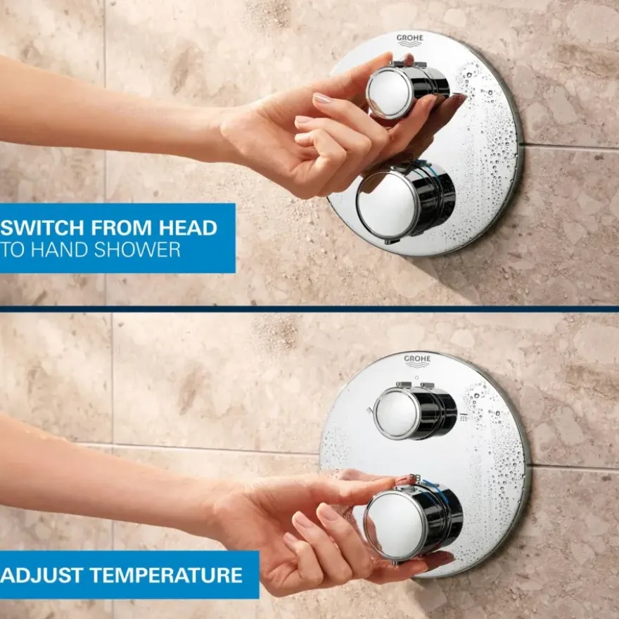 Grohe Precision Thermostat Perfect inbouw douchesysteem met Vitalio Rain Mono 310 hoofddouche rond Chroom