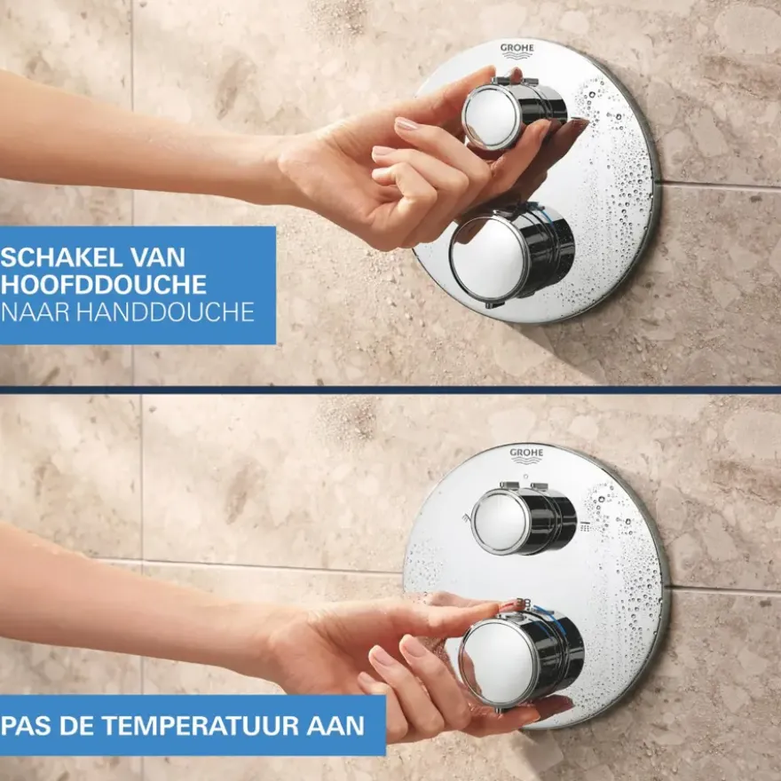 Grohe Precision Thermostat Perfect inbouw douchesysteem met Vitalio Rain Mono 310 hoofddouche rond Chroom