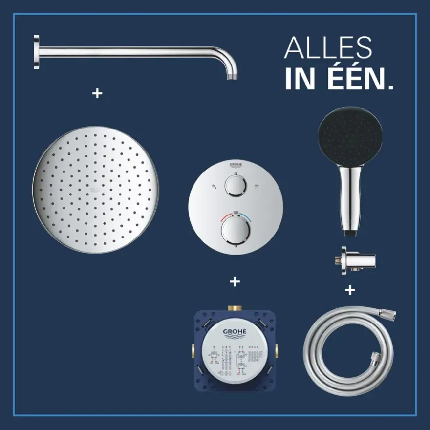 Grohe Precision Thermostat Perfect inbouw douchesysteem met Vitalio Comfort 250 hoofddouche rond Chroom