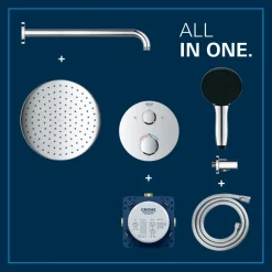 Grohe Precision Thermostat Perfect inbouw douchesysteem met Vitalio Comfort 250 hoofddouche rond Chroom
