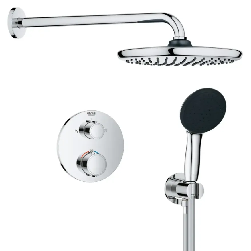 Grohe Precision Thermostat Perfect inbouw douchesysteem met Vitalio Comfort 250 hoofddouche rond Chroom