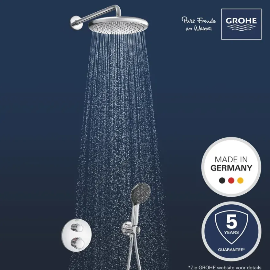 Grohe Precision Thermostat Perfect inbouw douchesysteem met Vitalio Comfort 250 hoofddouche rond Chroom