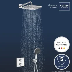 Grohe Precision Thermostat Perfect inbouw douchesysteem met Vitalio Comfort 250 hoofddouche vierkant Chroom