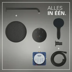 Grohe Precision Thermostat Perfect inbouw douchesysteem met Vitalio Comfort 250 hoofddouche rond Mat Zwart