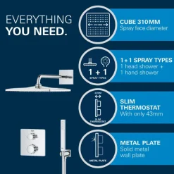 Grohe Precision Thermostat Perfect inbouw douchesysteem met Vitalio Comfort 250 hoofddouche rond Mat Zwart