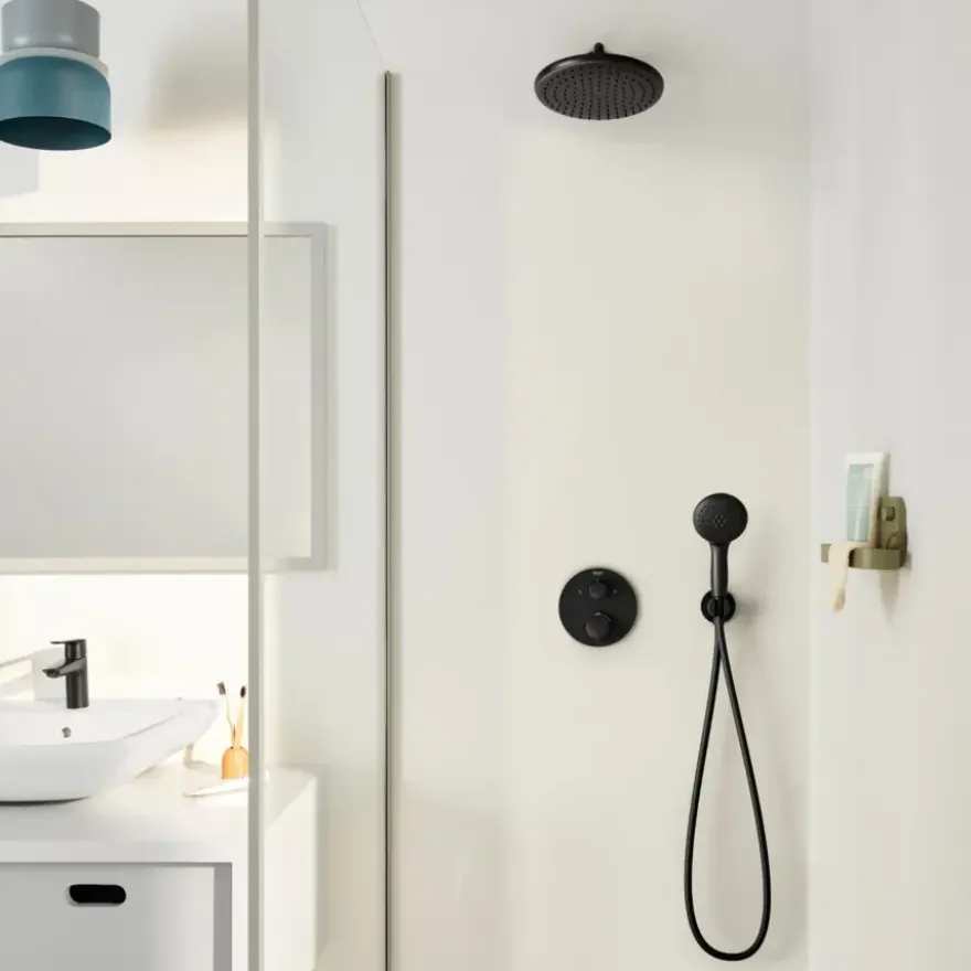 Grohe Precision Thermostat Perfect inbouw douchesysteem met Vitalio Comfort 250 hoofddouche rond Mat Zwart