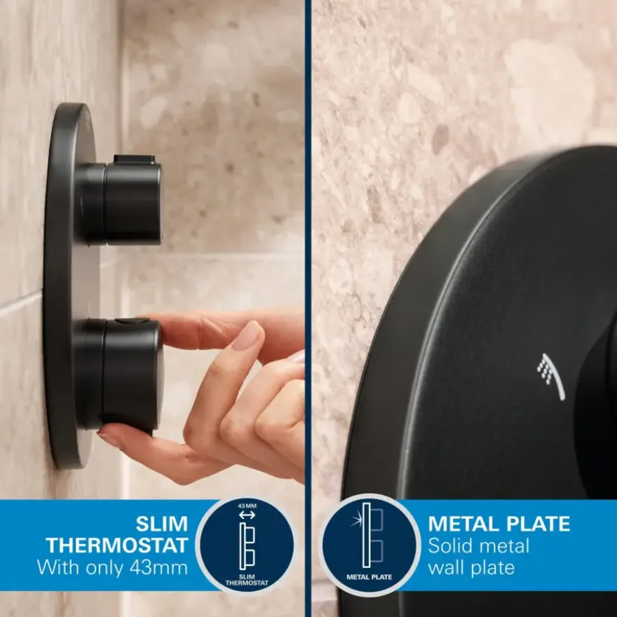 Grohe Precision Thermostat Perfect inbouw douchesysteem met Vitalio Comfort 250 hoofddouche rond Mat Zwart
