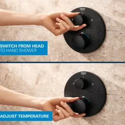 Grohe Precision Thermostat Perfect inbouw douchesysteem met Vitalio Comfort 250 hoofddouche rond Mat Zwart