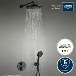 Grohe Precision Thermostat Perfect inbouw douchesysteem met Vitalio Comfort 250 hoofddouche rond Mat Zwart