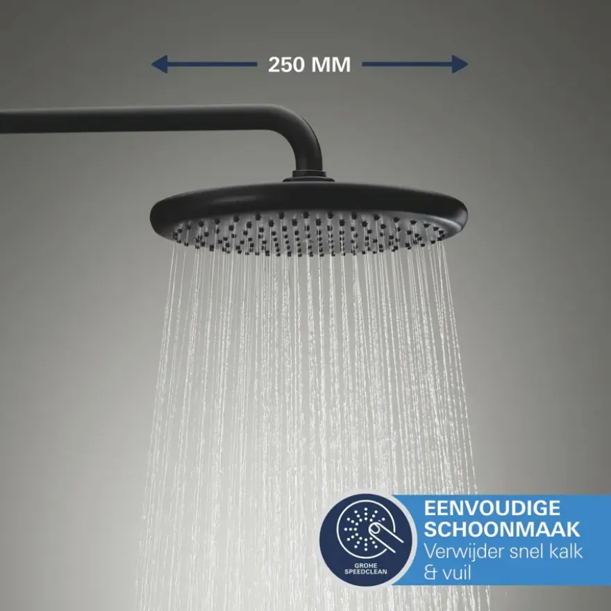 Grohe Precision Thermostat Perfect inbouw douchesysteem met Vitalio Comfort 250 hoofddouche rond Mat Zwart