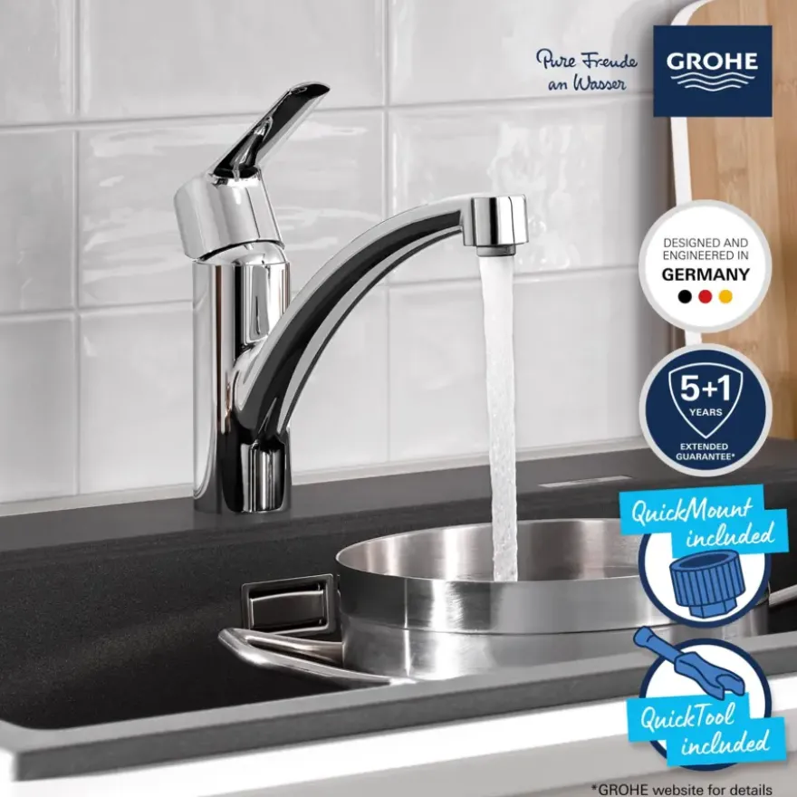 Grohe Quickfix keukenkraan Start lage uitloop chroom