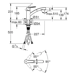 Grohe Quickfix keukenkraan Start uittrekbare Dual spray