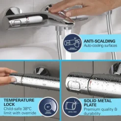 Grohe regendoucheset Quickfix Vitalio Joy XXL - hoofddouche 31 cm - met handdouche en thermostaatkraan 3 standen chroom - hartafstand kraan 15 cm