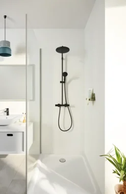 Grohe regendoucheset Quickfix Vitalio Start met handdouche 2 standen zwart - hartafstand kraan 15 cm