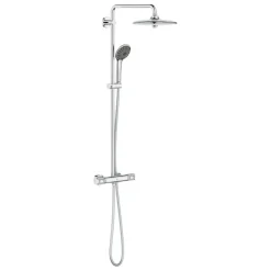Grohe regendoucheset Quickfix Vitalio Joy - hoofddouche 26 cm - met handdouche en thermostaatkraan 3 standen chroom - hartafstand kraan 15 cm
