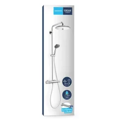 Grohe regendoucheset Quickfix Vitalio Joy - hoofddouche 26 cm - met handdouche en thermostaatkraan 3 standen chroom - hartafstand kraan 15 cm