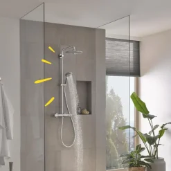 Grohe regendoucheset Quickfix Vitalio Joy - hoofddouche 26 cm - met handdouche en thermostaatkraan 3 standen chroom - hartafstand kraan 15 cm