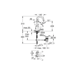 GROHE Start Flow L-size éénhendel wastafelkraan met waste Chroom