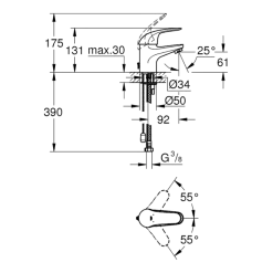 GROHE Swift S-size éénhendel wastafelkraan met ketting Chroom