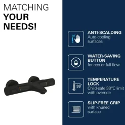 GROHE thermostatische badkraan Precision Feel mat zwart 15 cm