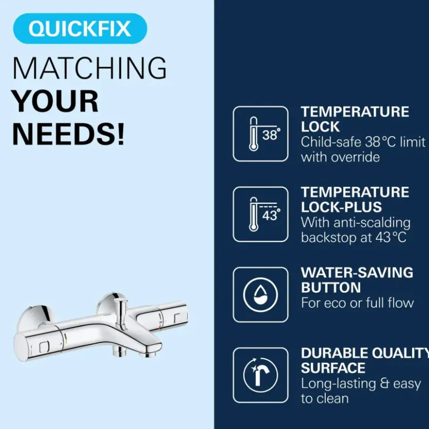 Grohe thermostatische badkraan Precision Start - chroom 15 cm