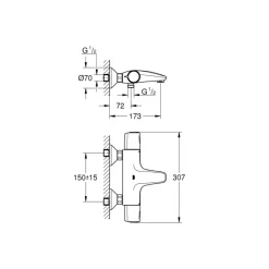 Grohe Thermostatische Badkraan Precision Trend Chroom 15 cm