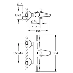 Grohe Thermostatische Badkraan Precision Feel Chroom 15 cm