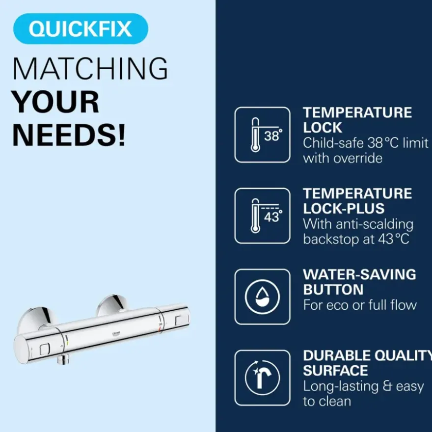 Grohe thermostatische douchekraan Precision Start - chroom 15 cm